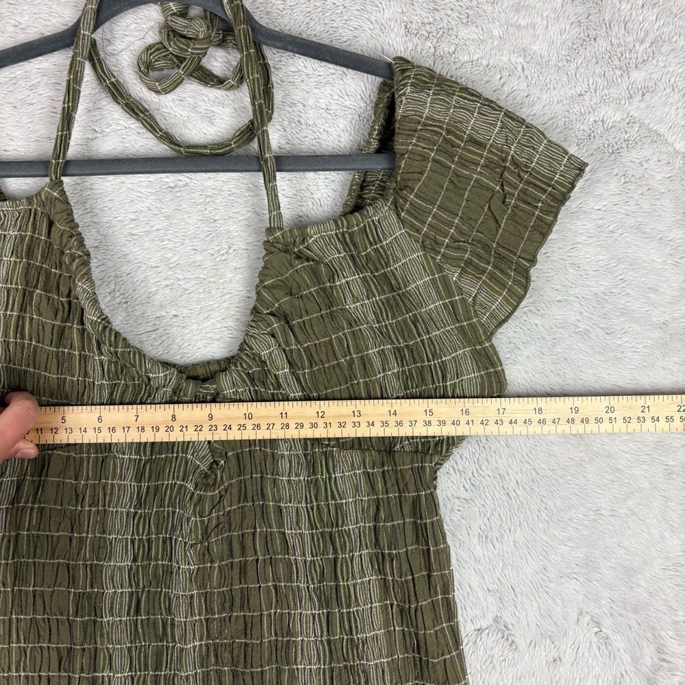 NEW Free People Tropical Feels Mini Dress Olive Green Beachy Stretchy Womens L - Picture 3 of 8
